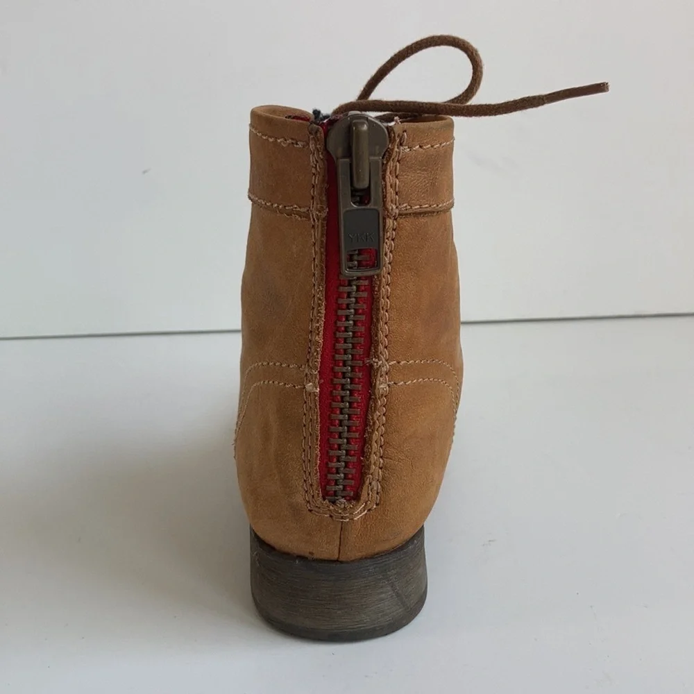 Steve Madden Tuundra lace up back zip camel ankle boot granny paddock boot